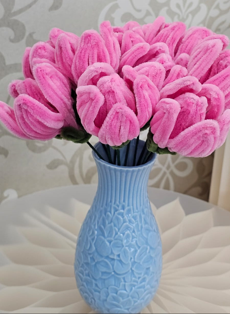 Pink Tulips Vase Arrangment
