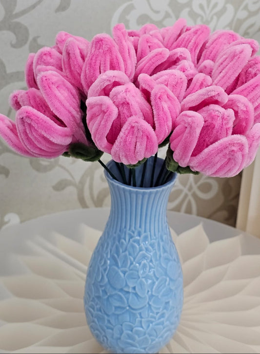Pink Tulips Vase Arrangment