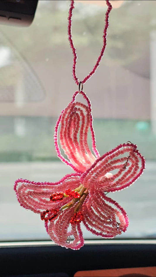 Beaded Lily Car Charm